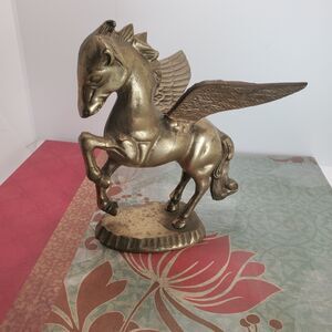 Vinatge Solid Brass Flying Horse With Wings Pegasus 7" MCM Fantasy Mythology